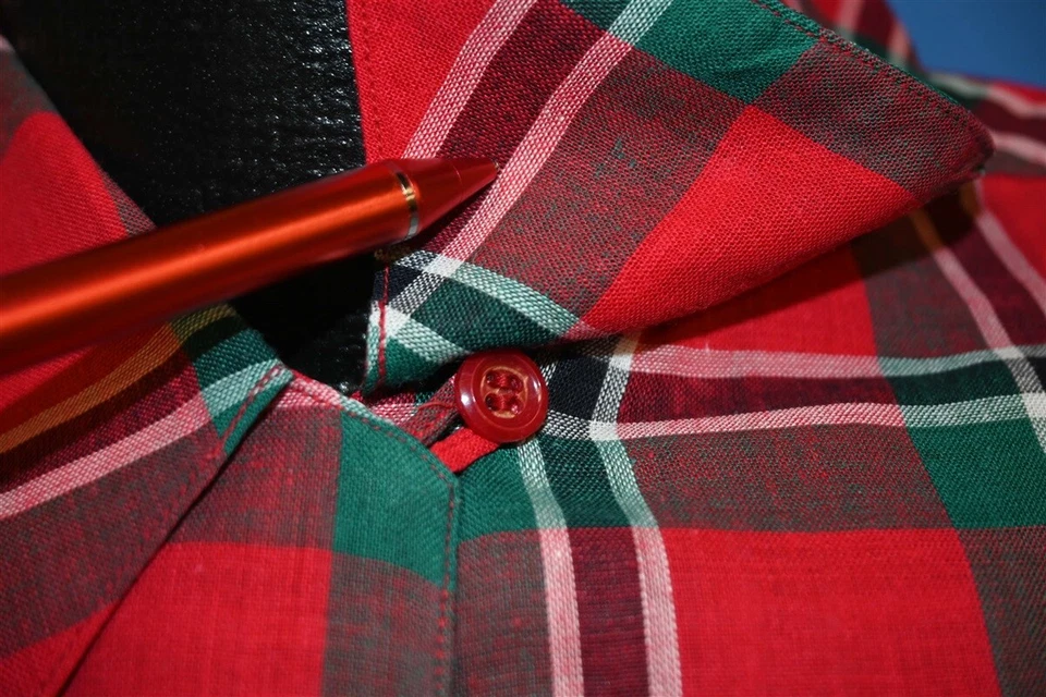 CAMISA LEVIS DE COLECCIÓN AÑOS 50 CUERNO CORTO ROJO VERDE A CUADROS WESTERN MUJER ABOTONADA XL  Foto 3 de 4