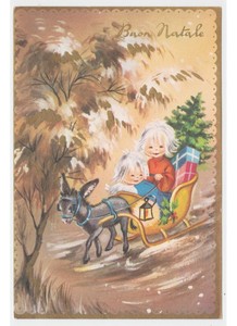 Immagini Vintage Natale.Augurali Vintage Natale Cartolina Fg Ed Piccoli Bambine Slitta Asino Regali Ebay