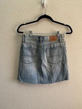 Lucky Brand Old Favorite Mini Denim Skirt 0 / 25 Button Zip Fly Raw Hem Distress
