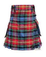 Scottish Men's LGBT Leather strap kilt Highland Utility kilt Size 28" to 62"