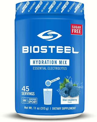 BioSteel Zero Sugar Hydration Mix Blue Raspberry 45 Servings per Tub