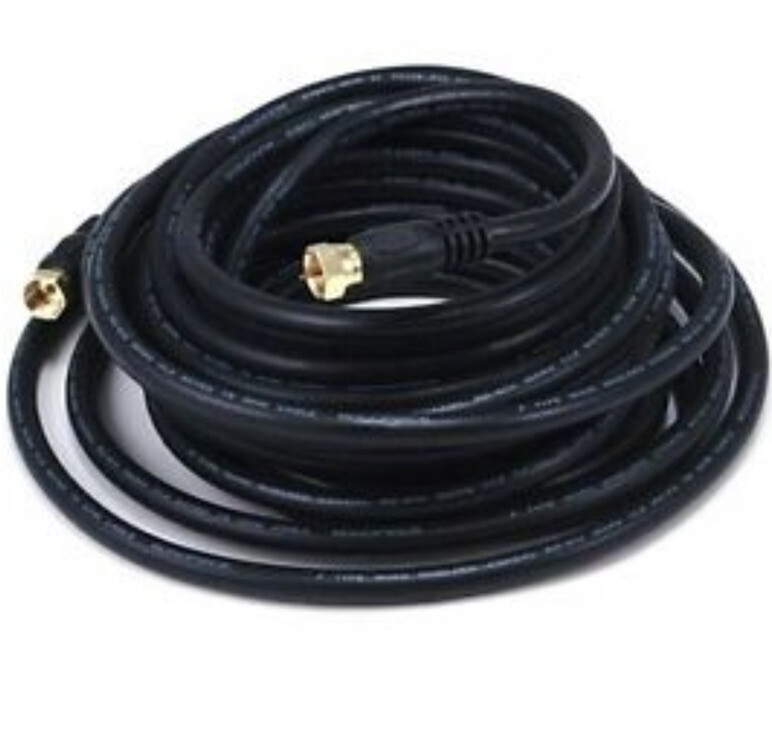 25ft RG6 (18AWG) 75Ohm, Quad Shield, CL2 Coaxial Cable with F Type Connector