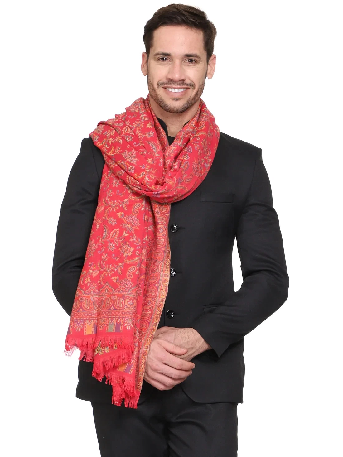 Trendy Mens Oversized 100% Cashmere Indian Blanket Wool Scarf Shawl Wrap Paisley