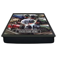 Steam Trains Laptray Locomotive Personalised Cushion Dinner Lap Tray Gift Idea
