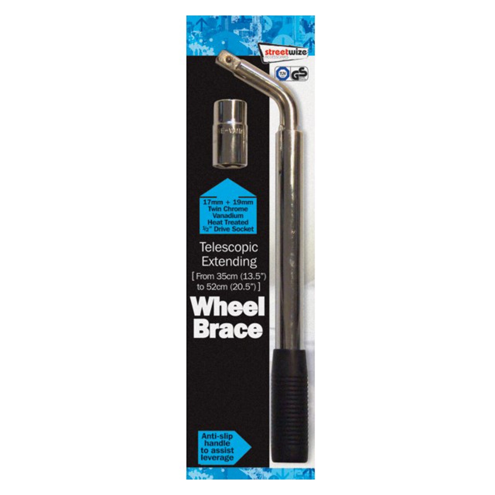Telescopic Extending Wheel Brace - Chrome Drive Socket - Streetwize SWWB1