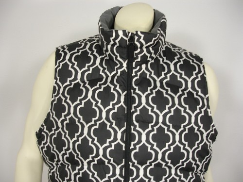 LANDS' END GEOMETRIC PRINT DOWN PUFFER SLEEVELESS JACKET VEST WOMEN'S L 14-16 - Picture 4 of 9
