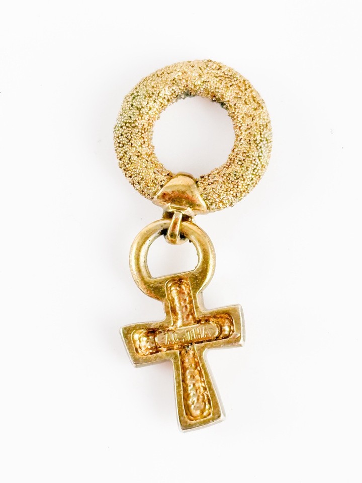 AGATHA PARIS Cross Pendant For Necklace Gold Tone Retro Kitsch Designer