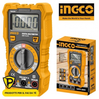 Multimetro Tester Digitale INGCO cavi e puntali test misuratore