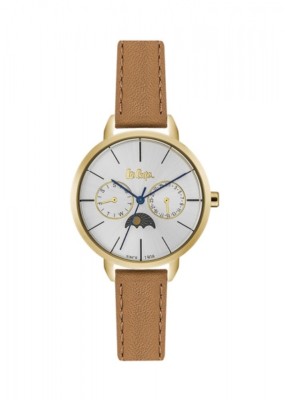 LeeCooper Uhr LC06483.134 schlichte Multifunktions Damen Armbanduhr modern Leder