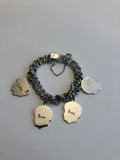 Vintage Sterling Silver Elco 925 Charm Bracelet 6.5” 4 Child Silhouette Charms