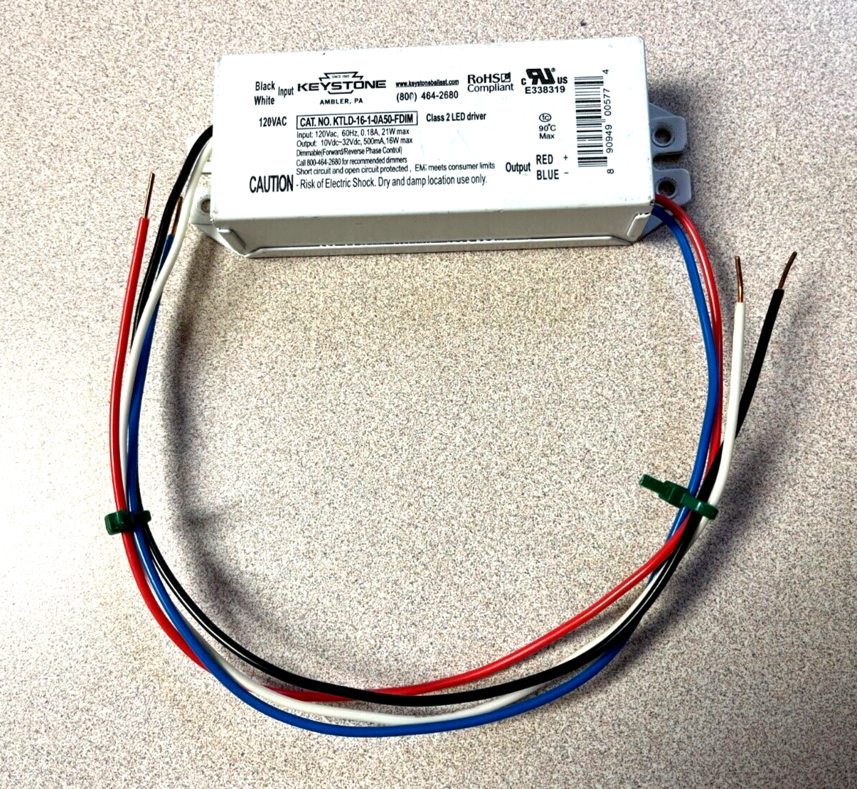NEW! LED DRIVER KEYSTONE TECHNOLOGIES KTLD-16-1-0A50-FDIM 10vdc-32vdc ...