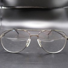Vintage Aviator Style Eyeglass Frames Silver Tone Metal Full Rim Clear Lenses
