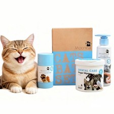 Waterless Cat Shampoo Grooming Kit - Dry Shampoo Foam, Soft Brush, Paw Balm...