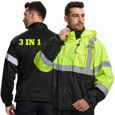 SRsafety Hi-Vis 3-in-1 Waterproof Reflective Winter Work Coat Men's ANSI Class 3
