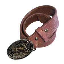 Nocona Pink Tooled Leather Belt Girls Size 22 Western Horse Pin Buckle