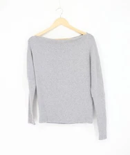 ENZA COSTA Slouch One Shoulder Sweater Heather Grey M $325 E1 302