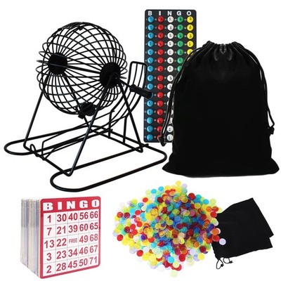 Complete Bingo Game Set - Includes 8'' Metal Round Cage with Big Storage Bag,1...