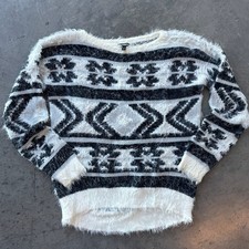 Vintage Y2K Express Grandmacore Pullover Fluffy Aztec Pattern Sweater Small