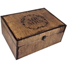 Wooden Memory Box with Lid, Large Size Wedding Keepsake Box for Couples, Wedd...