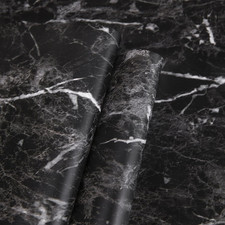 Black Marble Contact Paper, Granite Peel and Stick Wallpaper for Countertops Sel