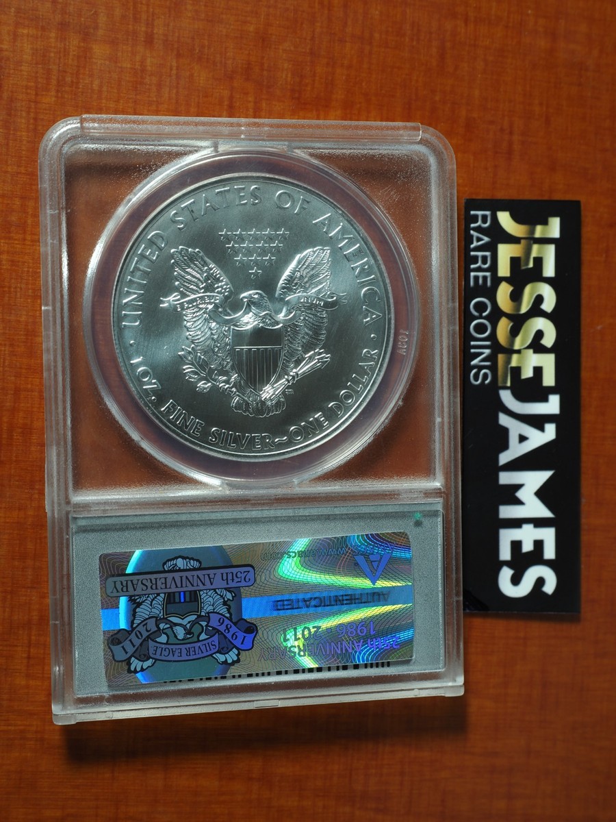 2011 (S) AMERICAN SILVER EAGLE ANACS MS70 IS STRUCK AT THE SAN