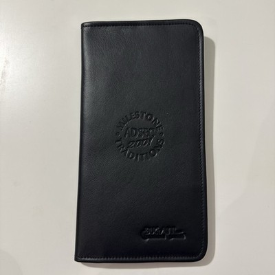 Bugatti Leather checkbook cover featuring ''Milestone Traditions 2001'' branding