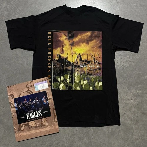 Eagles World Tour Vintage Band T Shirt XL Black w/ Post 1990s vintage concert t-shirt, vintage, size XL, single stitch, B+ condition