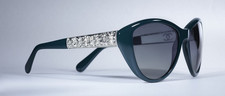 CHANEL Cat Eye Bijoux Sunglasses Green Silver Embellished 5298-B 58-18-140