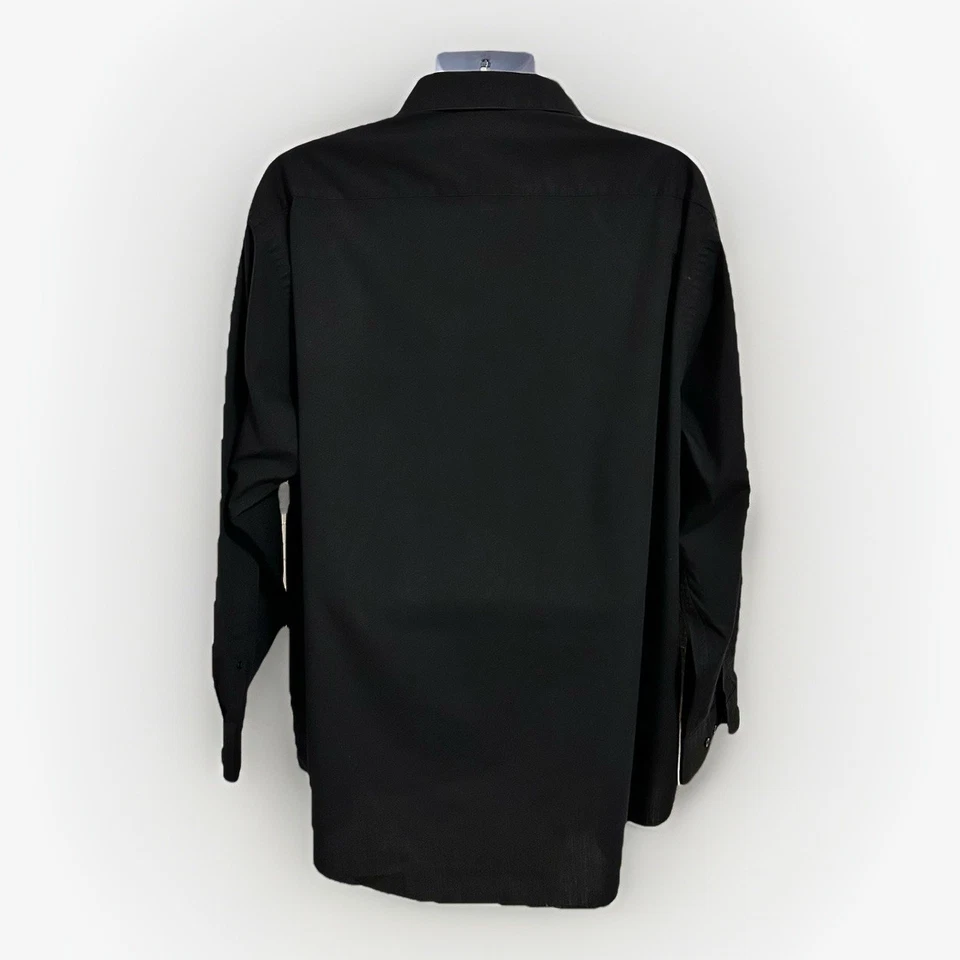 Camisa de vestir Pierre Cardin para hombre talla 2XL negra abotonada manga larga cuello 18. Foto 2 de 4