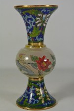 RARE Fine Vintage Chinese Reverse Painted Glass Cloisonne Vaseee