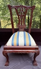 Chippendale Carved Mahogany Miniature Child or Doll Size Chair 26  Tall