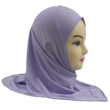 Muslim Kids Girls Hijab Amira Turban Head Cover Scarf Islamic Prayer Headscarf