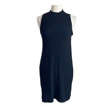 OLD NAVY Sweater Dress Womens Sz Large Ribbed Black Sleeveless Coastal Classic 