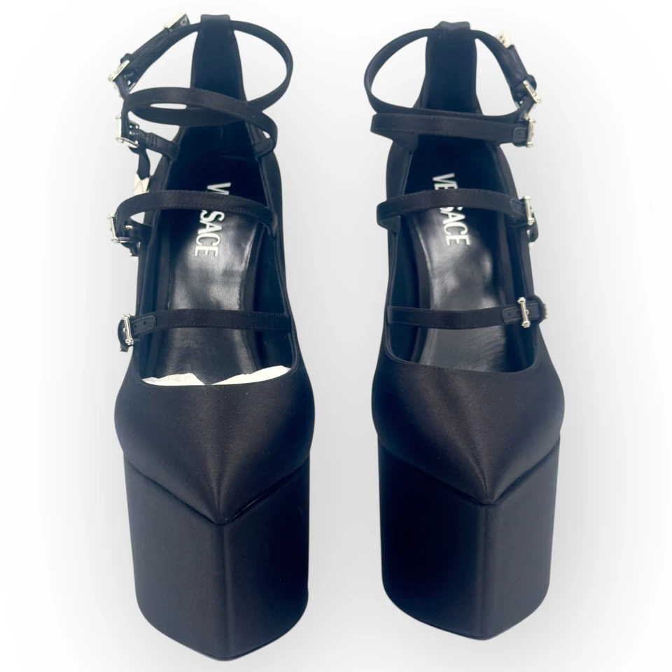 范思哲 Tempest 170 毫米缎面平台泵全新黑色缎面 — 第 4/4 张图片