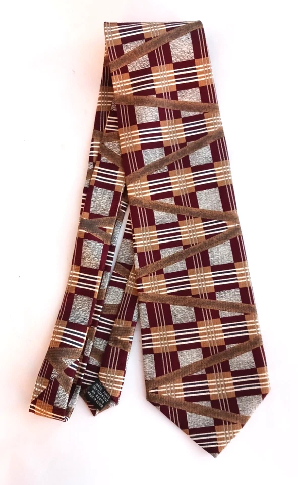 NEW VINTAGE J.T. BECKETT BROWN GOLD MODERN GEOMETRIC NECKTIE SILK TIE A+ PRESENT - Image 2 of 4