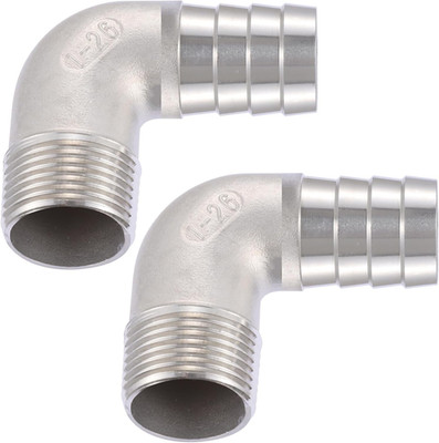 304 Stainless Steel 1'' Hose Barb X 1'' Male NPT 90 Degree Elbow- Home Brew Pipe F