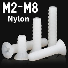 Wei&szlig;e Nylon-Senkkopfschrauben M2-M8 Kreuzkopfschrauben Kunststoff