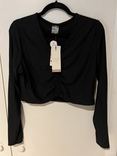NWT Calia Rash Guard XL Long Sleeve Ruched Top Black Womens Swim Shirt