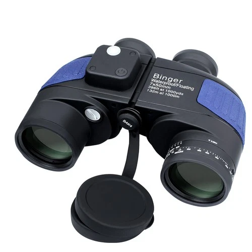 Binger 7x50 Marine Binoculars with illuminated built-in compass Reticle BAK 4