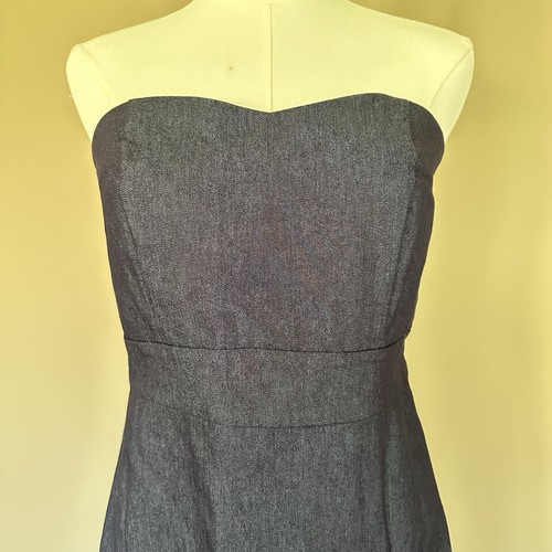 Coastal Cowgirl Denim Strapless Dress Women 8 Dark Blue Western Preppy Rodeo Y2K - Picture 3 of 10
