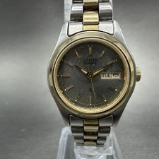 Citizen CQ Watch Women 24mm Gray Dial Two Tone Daydate 6000-K04069 New BatteryAB
