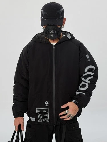 Niepce Men's Techwear Streetwear Hooded Jacket Black Windbreaker Zip Up Coat image 6