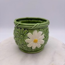 Vintage Green Daisy Flower Japan Planter MCM