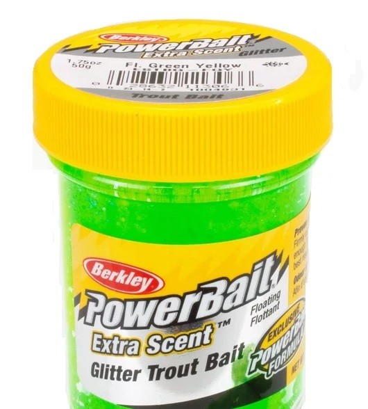 Наживка для форели Berkley PowerBait Select Glitter Fluo Grn Gelb Perlmut 50 г 2790₽