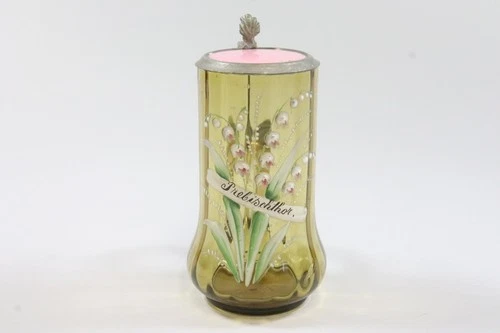 Souvenir jug Biedermeier snow painting Lily of the Valley Prebischthor around 1860 (IJ774)