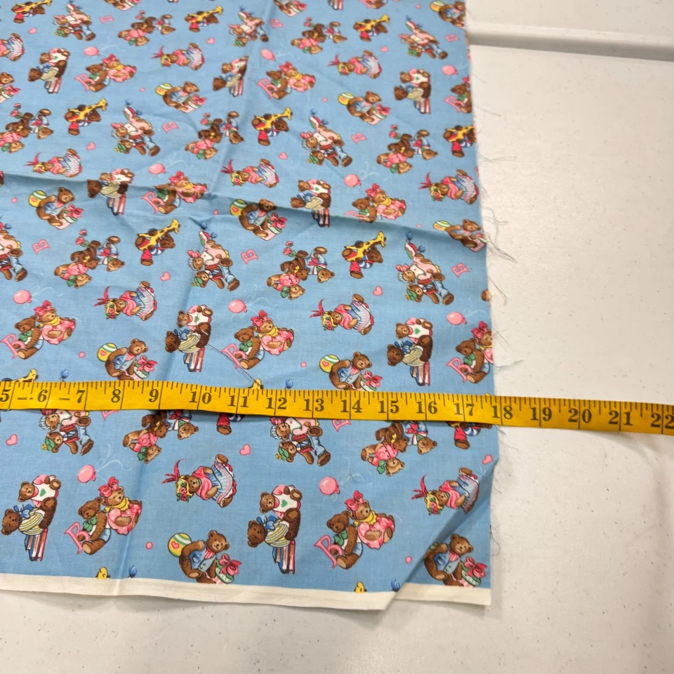 vintage fabric cotton blue bears abc 18x44 - Image 4 of 4