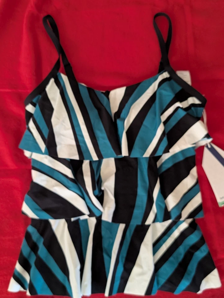 NEW BEACH HOUSE Size 8 Jane Wave Pool Ruffle Tankini Women Swim Top & Bottom Set - Image 4 of 4