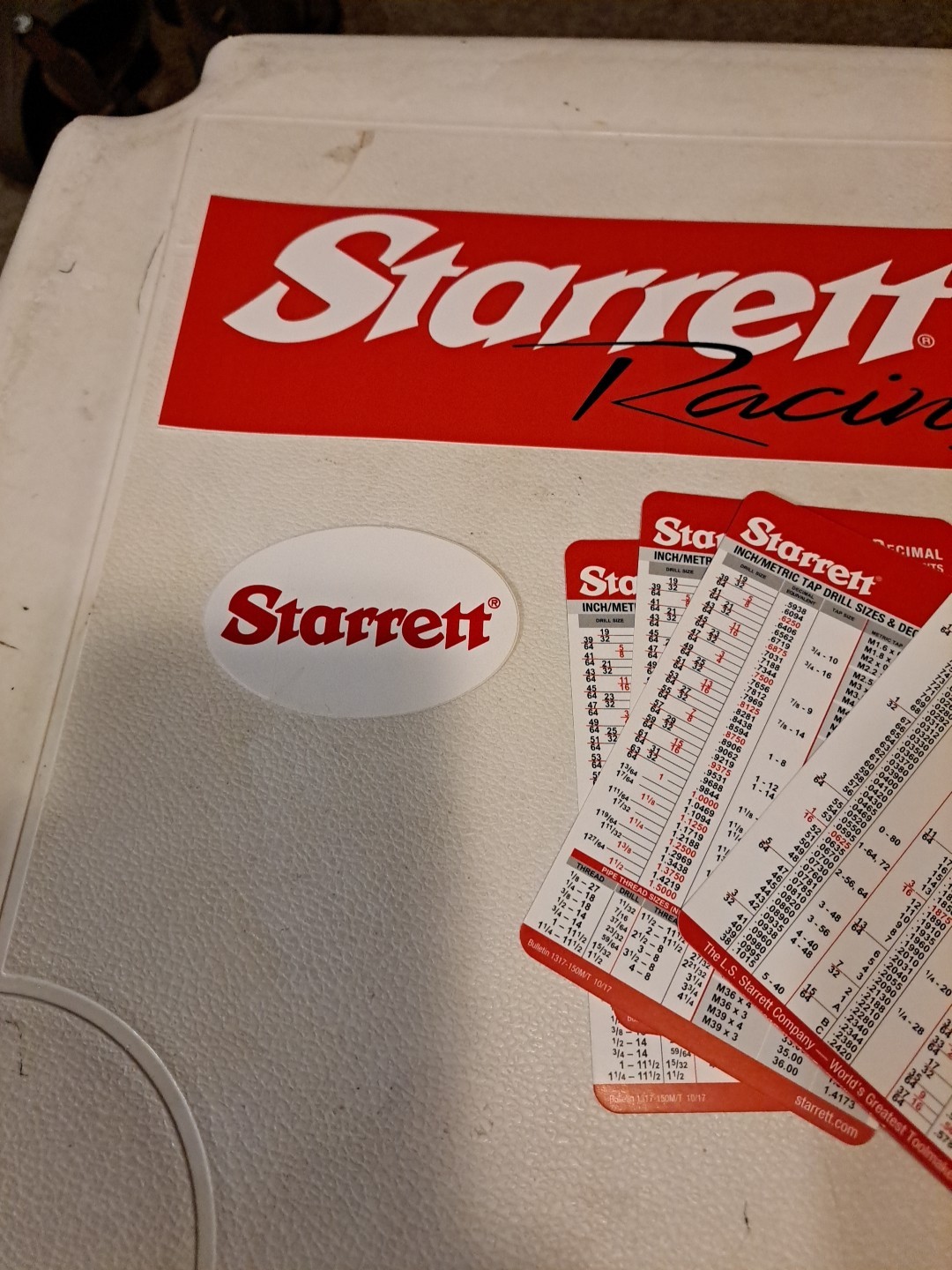 Starrett Sticker 5 New Starrett Decimal Equivalents Pocket Cards and 2 Tool Box Stickers