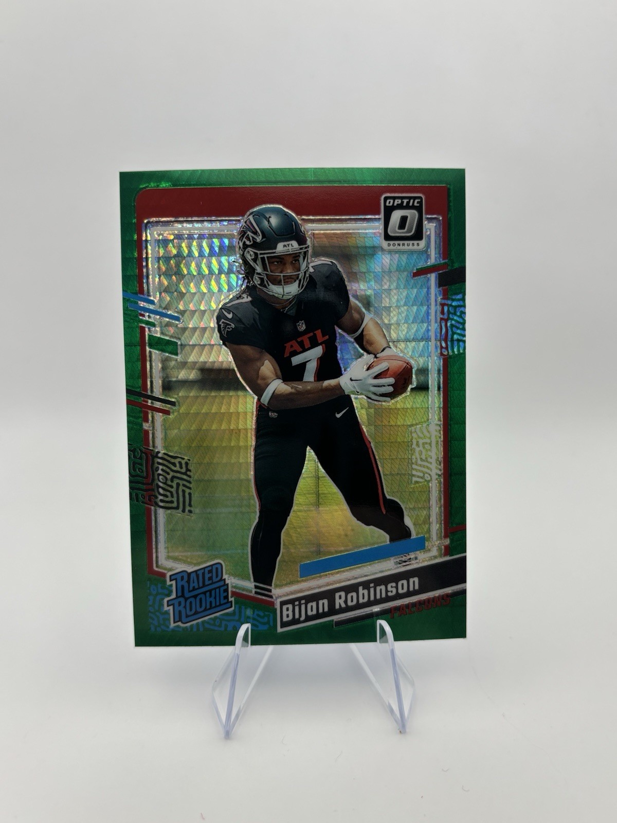 2023 Panini Donruss Optic Rated Rookie Bijan Robinson #206 Green Hyper Prizm 