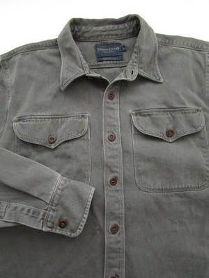 Mens Medium Freenote Cloth Woven Shirt LS Button Heavy Gray Japanese Fabric